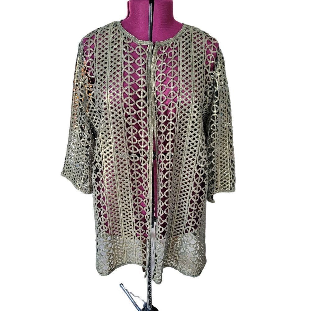 Travelers Chico's Collection Foiled Open Lace Jacket (Size XL/16)